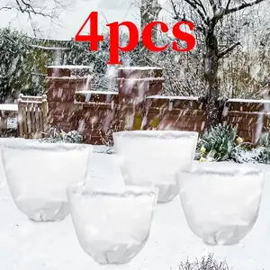 4pcs Winter Tree Protection Covers, Large Plant Frost BagsGreen Anti-Freeze Set for Trees and Shrubs,with Drawstring Closure Suitable Outdoor Weather ConditionsGarden Plants Care-white（23.62IN*31.49IN）