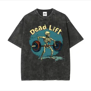 Oversized Cotton T-Shirt, Skeleton Dead Lift Graphic Tee, Comfort Washed Black Gym Outfit, Funny Fitness Top, Valentine's Day Gift for Him, Trendy Fashion Casual Streetwear, Best Gift for Workout Lovers