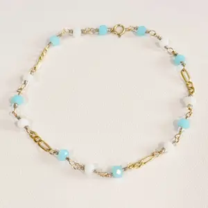 10k Handmade Bracelet - Baby Blue & White