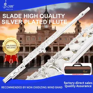 Slade Reed 16-Hole Flute C Key Closed Hole Silver Plated Brass Curved Keys, Coffee Color Cloth Box, High-Quality Musical Instrument