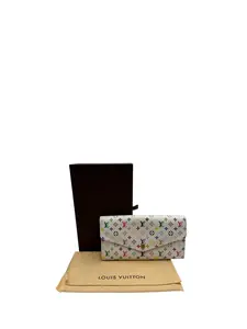 Pre-owned Louis Vuitton COATED CANVAS Small Leather Goods SARAH WHITE MULITCOLOR CANVAS WALLET