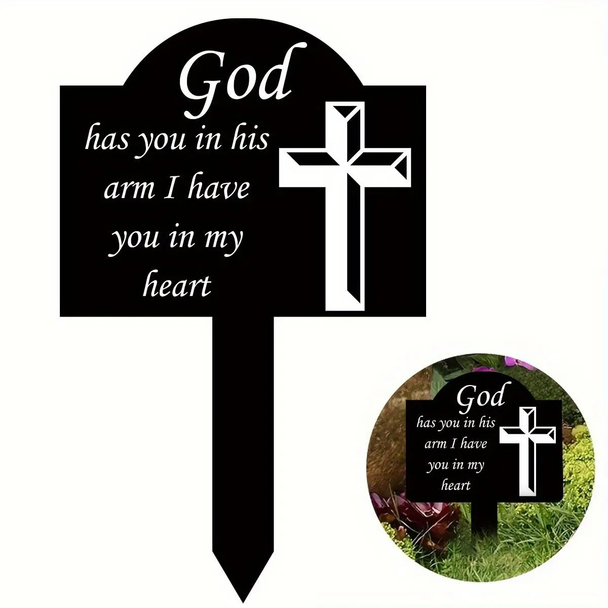 Acrylic Cross Pattern Grave Marker, 1 Count Sympathy & Memorial Plaque, Outdoor Decoration for Yard, Cemetery & Garden, Suitable for Memorial Day