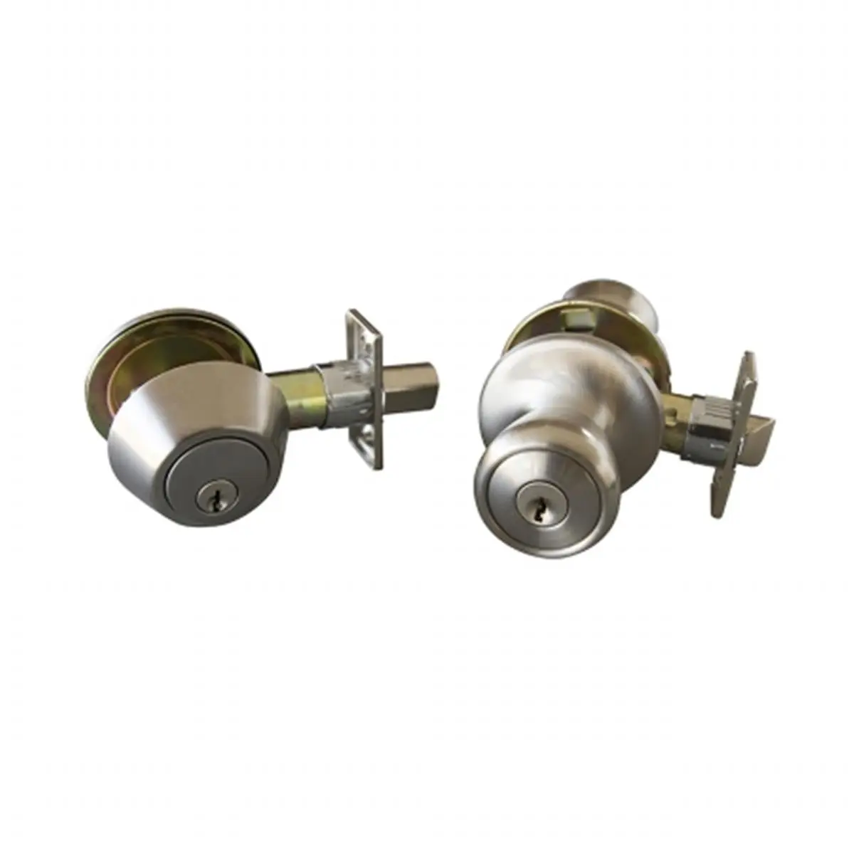 Design House 728683 Terrace 6 Way Latch Entry Door Knob- and Deadbolt Combo Satin Nickel