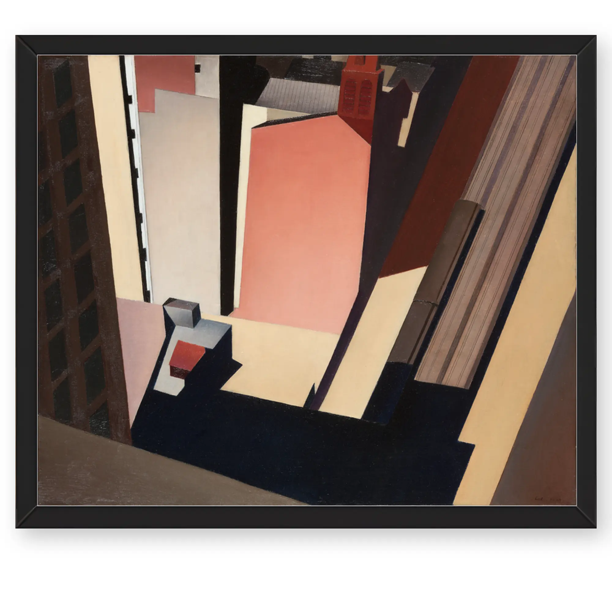 Vintage Urban Architecture Framed Wall Art, Church Street Elevated Train City Print for Living Room Office