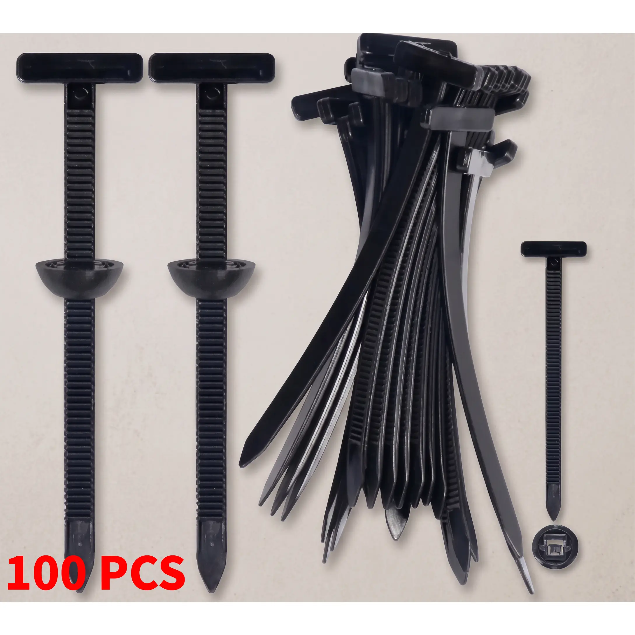 100Pcs Nylon Universal Cable Tie Buckle, Heavy Duty Self-Locking Nylon Zip Ties Holder, Multipurpose Plastic Cable Ties Tool for Car Daily Repair-YY1