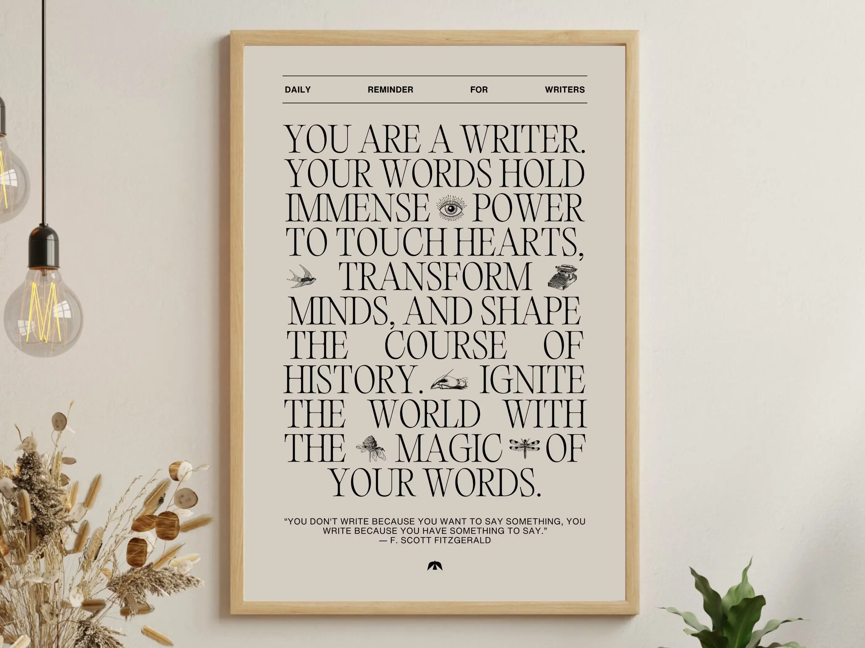 Writer Motivation Poster Inspirational Creative Writing Manifesto Wall Art Print for Author & Poet