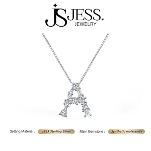 [#201]All Synthetic Moissanite Monogrammed Necklace, A-Z, Set in 925 Sterling Sliver, Dazzling Everyday Elegance, Brilliant Jewelry Gift For Woman