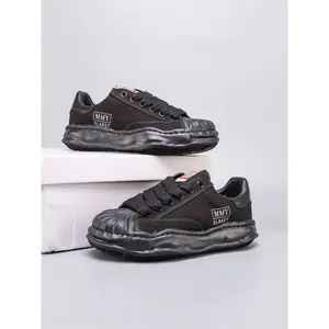 Unisex Casual Shoes, Skateboard Shoes, Board Shoes, Maison Mihara Yasuhiro Thick Sole Sports Shoes, Vintage Twisted Canvas Shoes, Casual Low Top