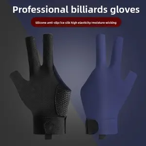 Professional 3 Finger Billiards Gloves for Men Women - Silicone Anti-Slip Ice Silk High Elastic Pool Gloves, Breathable Moisture Wicking Snooker Gloves for Billiards Training & Match, Improve Cue Control