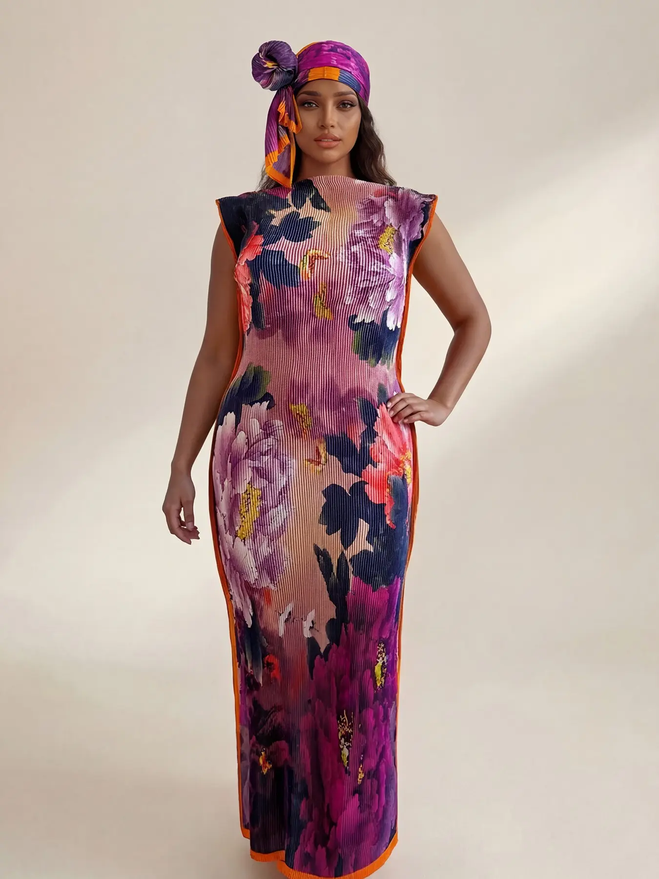 Women's Floral Print Long Dress Set, Elegant Slim Fit Moo Moo Robe ...