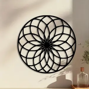1pc Mandala Flower Metal Wall Art, Mandala Flower Statue Mural, Perfect for Living Room Wall, Entryway Wall, Gallery Wall, Christmas Decor, Ideal Gift for Zen Lovers, Powder-Coated Metal