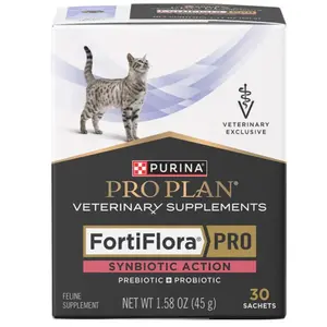 Purina Pro Plan Veterinary Supplements FortiFlora PRO Synbiotic Action Powder Supplement for Cats, 1 box (30 sachets)