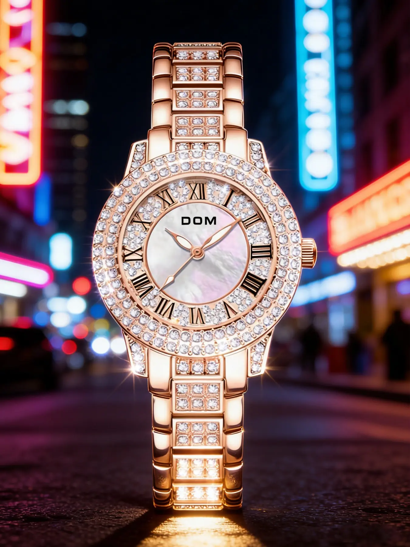 Women's Luxury Classic Quartz Analog Watch, Shiny Elegant Round Dial Design, Elegant Diamond Accents, Perfect Gift for Her, Fashion Daily Wear Wristwatch