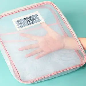 Double Layer Nylon Mesh Book Storage Bag Sorting Bag Exam Tutoring Bag Primary School Student Handbag