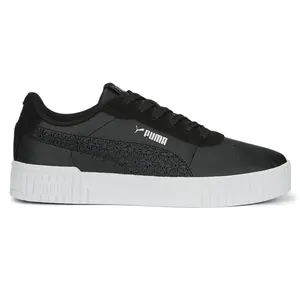 PUMA Womens Carina 2.0 Laser Cut Lace Up Sneakers Shoes Casual - Black