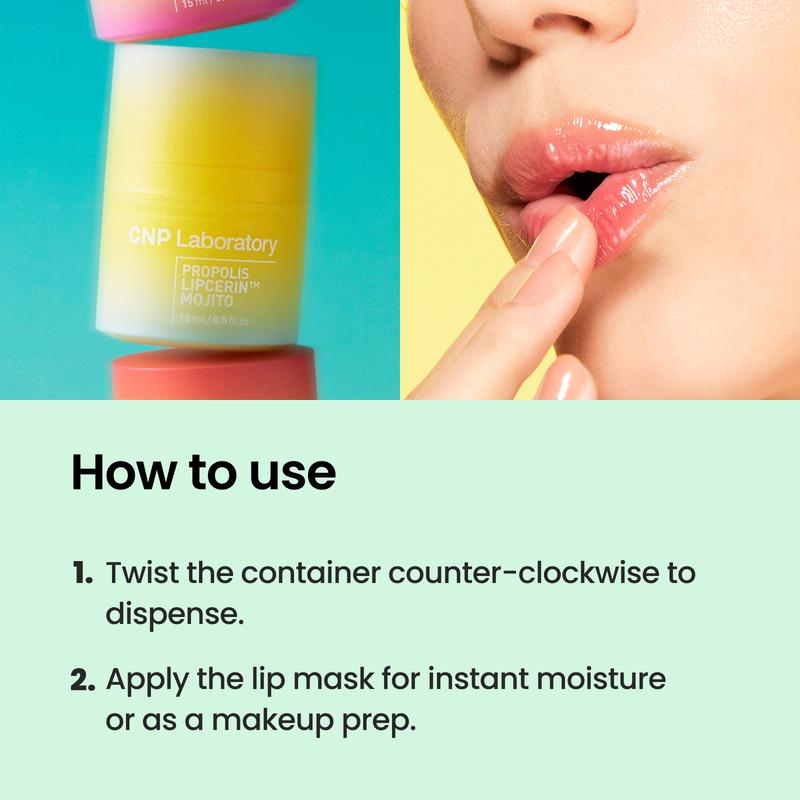 Honey Lip Mask (Mojito Flavor), Propolis Lipcerin, Hydrating Overnight Manuka Lip Butter & Plumper & Balm, 12hrs Long-lasting Moisture, Gentle Exfoliation, Korean Skin Care, Shea Butter, Deep Nourish (0.5 fl.oz / 15ml)