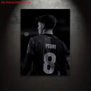 1 piece/set frameless canvas painting print poster, minimalist black and white style art, Pedri, a perfect gift for football culture enthusiasts, ideal gift for bedroom, living room, dorm hallway, kitchen, mural, wall decoration, room decoration
