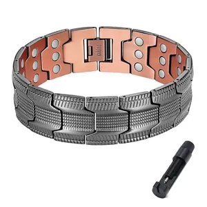 Bracelet for Men, Bracelet with Magnets, Adjustable Clasp, Retro Design for Circulation & Fatigue Relief