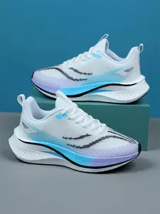 Unisex Colorblock Lace Up Breathable Athletic Running Shoes, Lightweight Mesh Sports Shoes, Non-slip Sneakers for Men & Women