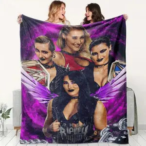 Rhea Ripley Wrestling Theme Flannel Blanket, Soft Warm Touch, Perfect Gift For Fans, Ideal For Matches & BirthdaysGift for Fans,“Wrestling Style Blanket – Soft Flannel Throw for Sports Fans, Cozy Gift Idea