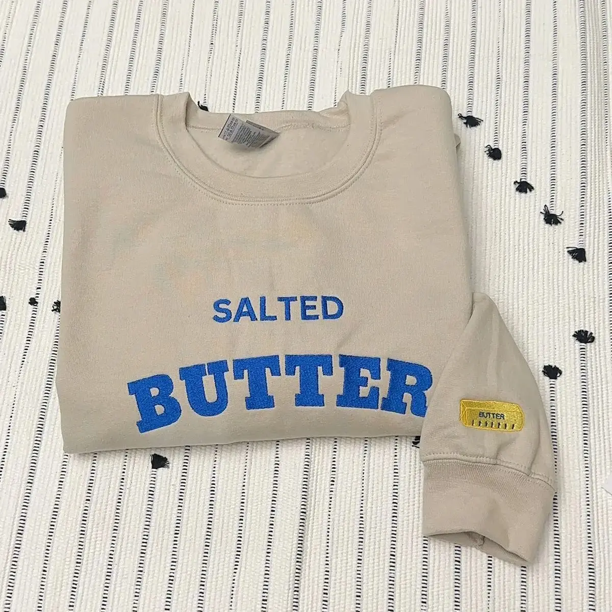 [Made in USA] Salted Butter Embroidered Sweatshirt, Butter Stick Crewneck, Cozy Unisex Baker Pullover, Baking Lover Gift, Funny Food Sweatshirt