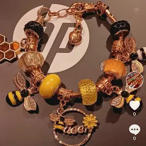 Silver Yellow Bee Bracelet with Honeybee Charm