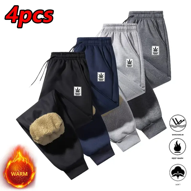 LIFE KEEPS MOVING Men's Athletic Jogger Pants with Drawstring Waist, Letter Print Fleece Lined Regular Fit Sweatpants, Casual & Comfortable for Everyday Wear & Commuting, Suitable for Autumn & Winter Menswear