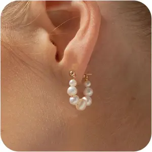 Moodear Elegant Small Hoop Drop Earrings Dainty Trendy Dangle Huggie Hoops Hypoallergenic Waterproof Wedding Statement Earring for Women