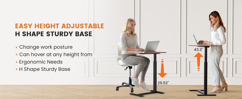 Overbed Bedside Table with Wheels, Adjustable Hospital & Home Use Bed Table, Rolling Laptop Table, Mobile Standing Desk