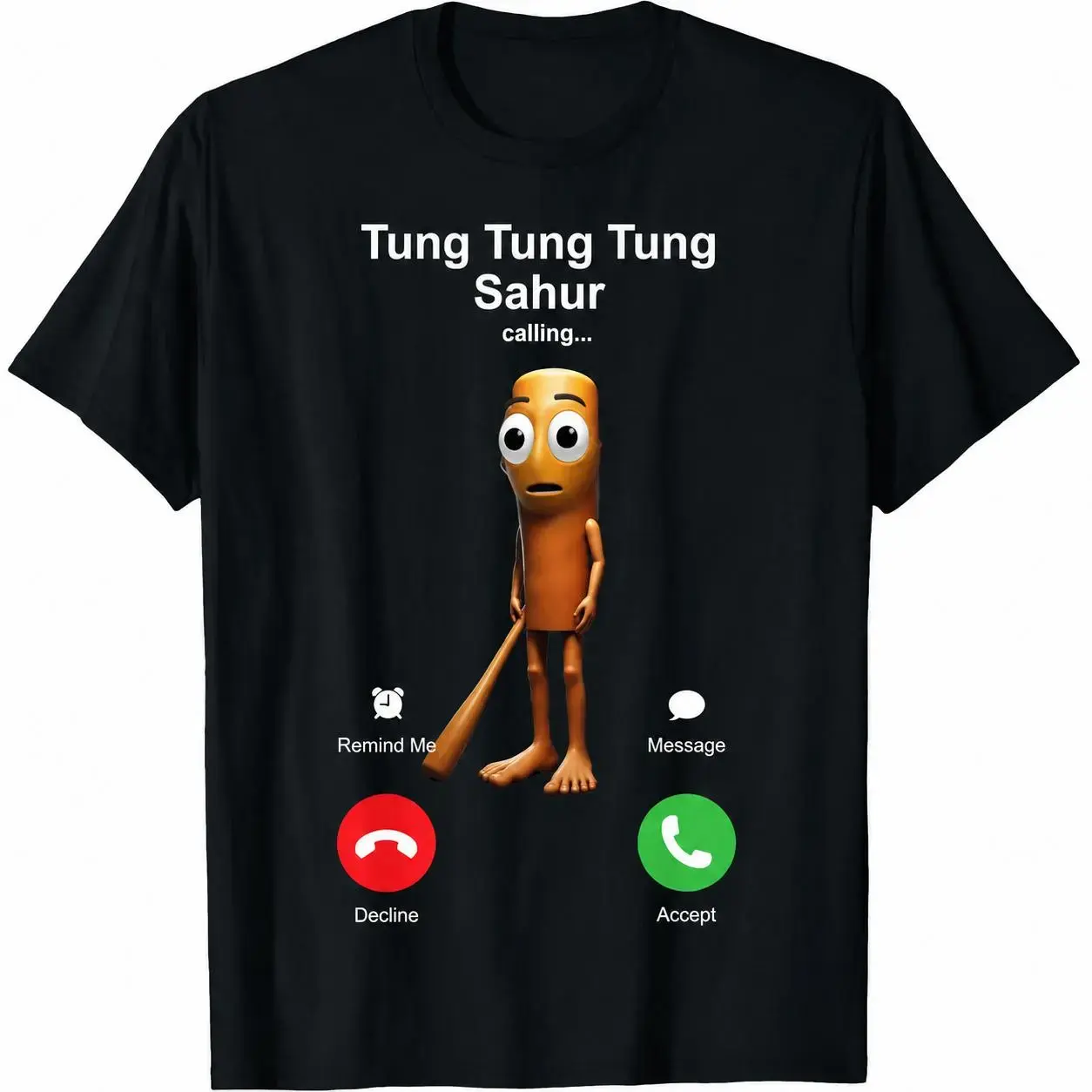 Tung Tung Tung Sahur Ramadan T-Shirt - Cute Cartoon Character Islamic Fasting Tee