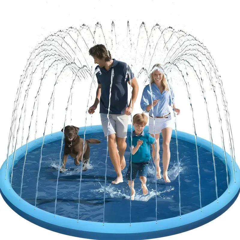 Non-Slip Splash Pad for Kids and Dog, 80" Extra Large Baby Play Mat, Dog Pool Toys, Thicken Sprinkler Pool Summer Outdoor Water Toys for Ages 3-12 Boys Girls, Parent-Kids &Games Fun Backyard