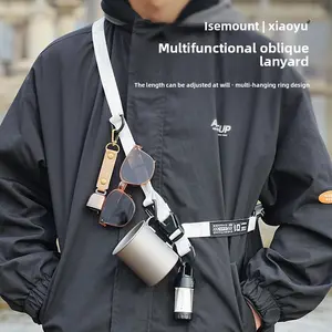 Outdoor multifunctional diagonal lanyard length adjustable expandable shoulder crossbody backpack with items hanging chest strap