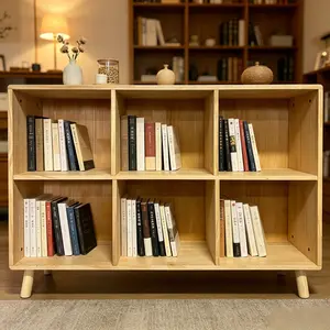 Eyisean 41.7" Wooden Freestanding Open Cubes Bookcase, Modern 6 Cube Storage Shelf with Legs & Smooth Finish, 2-Tier Floor Organizer Display Cabinet for Living Room, Bedroom, Office, Entryway, Easy Assembly