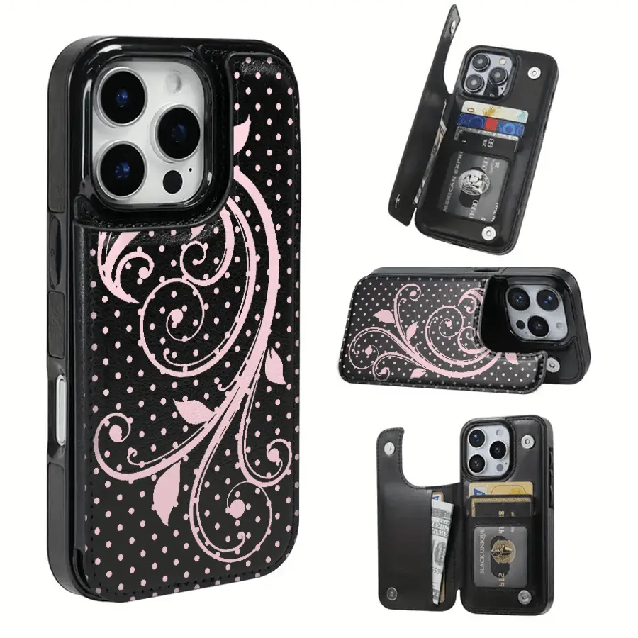 Slim Leather Wallet Phone Case, Flip Card Slot Heavy Duty Shockproof Non-Magnetic Cover, For iPhone & Samsung Top Models