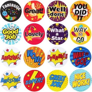 1000 Pieces Reward Stickers for Teachers Fun Motivational Stickers Labels for Kids Students School Classroom in 16 Designs Styles (2 Rolls)