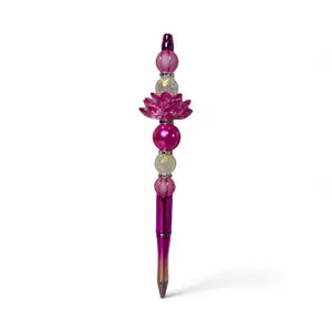Lotus Blossom Pen - Elegant Pink & Gold Writing Instrument with Beautiful Beaded Design