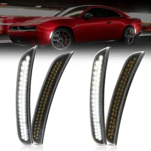 LED Side Marker Lights Compatible with Dodge Charger 2015-2023, White Front & Rear Bumper Marker Lamps Smoked Len for Dodge Charger 2015 2016 2017 2018 2019 2020 2021 2022 2023, 4PCS