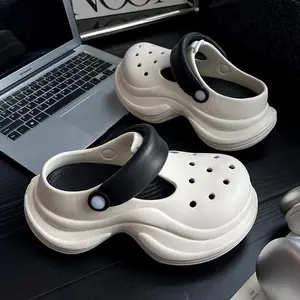 Women's wooden clogs, casual, comfortable, lightweight, breathable, thick-soled slippers, suitable for indoor and outdoor gardens, waterproof beach sandals and slippers.