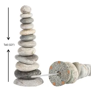 Funky Rock Decorative Garden Cairn – Handcrafted Natural Stone Stack Sculpture for Outdoor Meditation, Zen Garden & Home Décor, 13-Inch Stone Cairn with Cork Feet, Made in USA