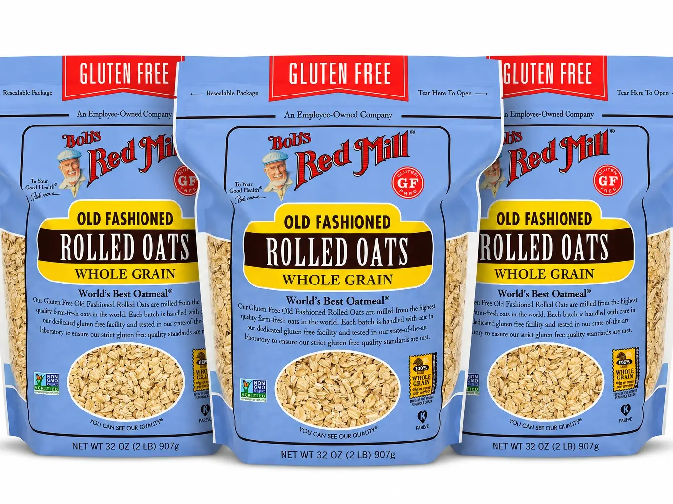 Bob's Red Mill Gluten Free Old Fashioned Rolled Oats , 32oz (3 Pack)