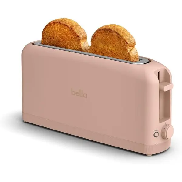 bella Fits-Anywhere Slim Toaster, 2 Slice Extra Long & Wide Slot, Blossom