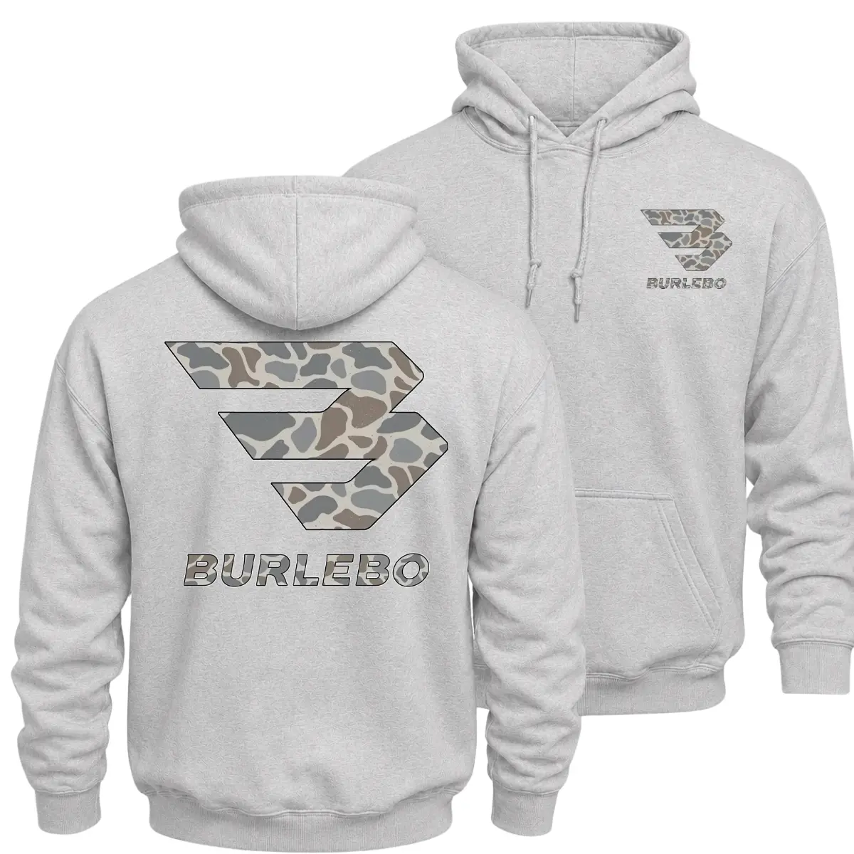 Camo Logo Hunting Hoodie, Classic Camo Outdoor Graphic Pullover, Front Chest Logo and Large Back Print Hoodie, Southern Sportsman Hunting Apparel, Casual Fall Winter Outdoor Gift for Men and Women