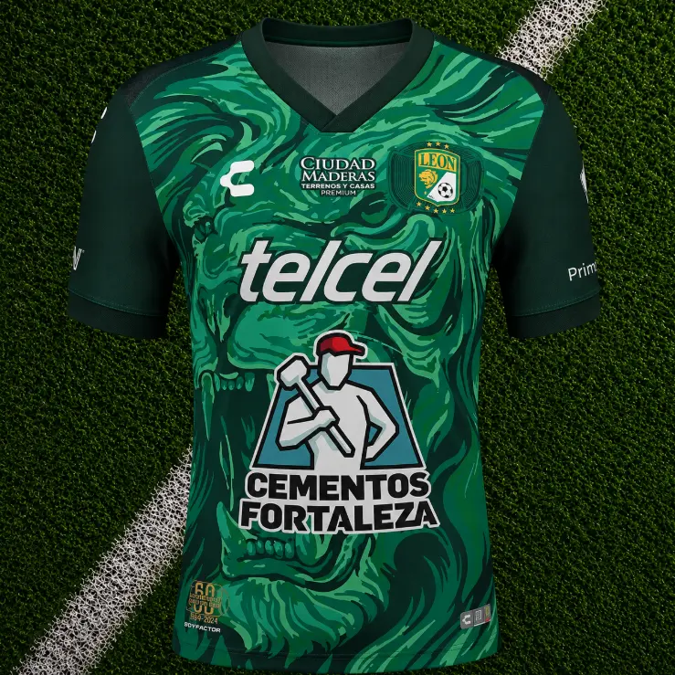 [FULL LOGO] - Green Club Leon Home Soccer Shirt 26-27, Breathable Game Day Sports Top, Quick-Dry Short Sleeve Soccer Jersey for Liga MX Fan, Full Size S-5XL - Personalization upon request