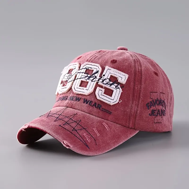 Retro Embroidered Baseball Cap - Vintage Distressed Mustard  display picture 2