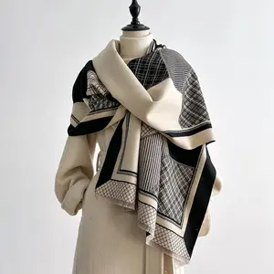 Luxury Fall Winter Shawl Wrap for Women Elegant Outer Scarf