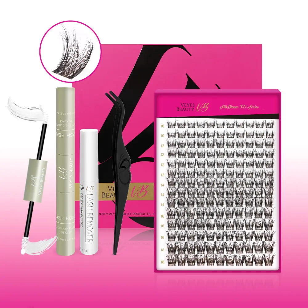 VEYESBEAUTY OfficeChic Lash Clusters Ultra-thin Clear Invisible Band 3D Fluffier Cluster Individual Clusters Lashes DIY Lash Extensions Makeup Cosmetic