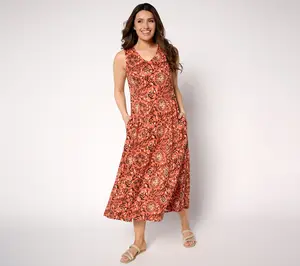 Denim & Co. Canyon Retreat Regular Slub Jersey Midi Dress