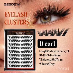 Seedew Fox Self-Adhesive Eyelash Clusters No Glue Need Fox Eye D Curl 13mm 14mm 15mm DIY Lashes Christmas Gift for Personal Use Festival Costumes Makeup Tools DIY Eyelash Extensions