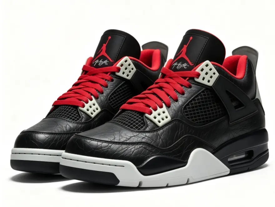 Air Jordan 4 Retro "Black Laser" Black Varsity Red Grey Unisex High Top Basketball Sneakers Retro Street Shoes For Men Women