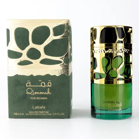 Lattafa Qimmah Women's 3.4 fl oz EDP Spray - Paraben-Free EDP Fragrances with Almond Coffee Scent, Jasmine & Wood Accents, Heart Notes, Warm Vanilla Base (3-3.9 fl oz range)